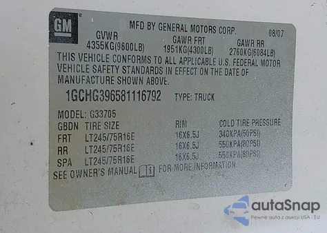 2008 Chevrolet Express Work Van из США, поврежденный, VIN 1GCHG396581116792